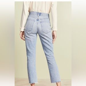 Agolde Riley high rise straight crop Jean in zephyr